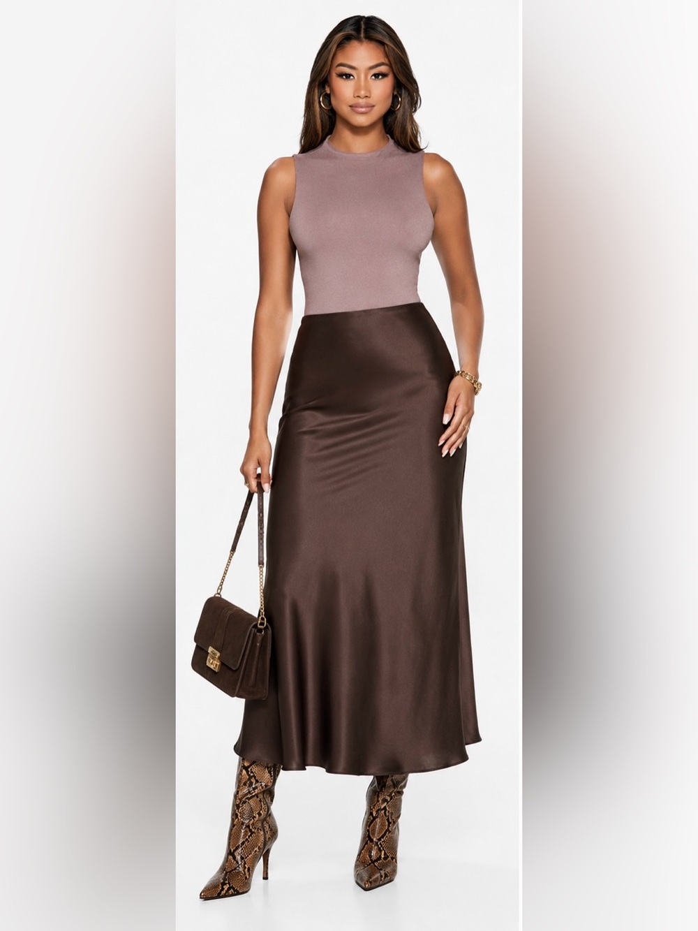 Naked Wardrobe NWOT NW Sleeveless Bodysuit in Toffee